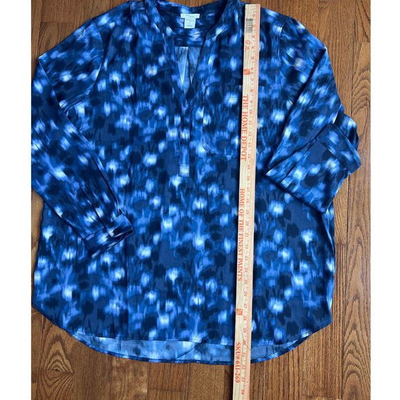 NWT Daily Ritual Mandarin Y-Neckline Pullover in Blue Tie Dye, size XXL - Picture 7 of 11